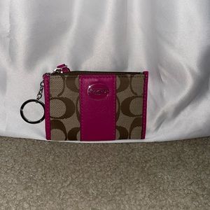 Dark pink and Brown Coach change purse
